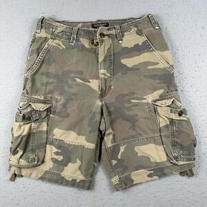Vtg Y2K Abercrombie Fitch Cargo Shorts 31 Green Camo Distressed Paratrooper